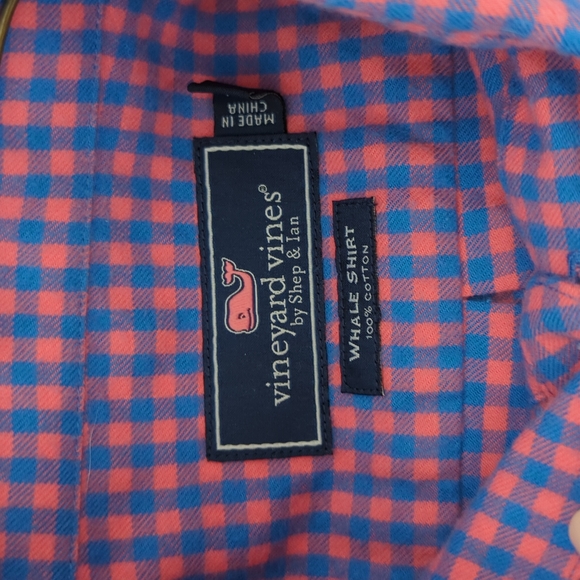 Vineyard Vines Gingham Whale Shirt Size XL 18 - Picture 3 of 5